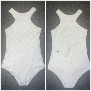 Triya weave lace fabric high neck one piece